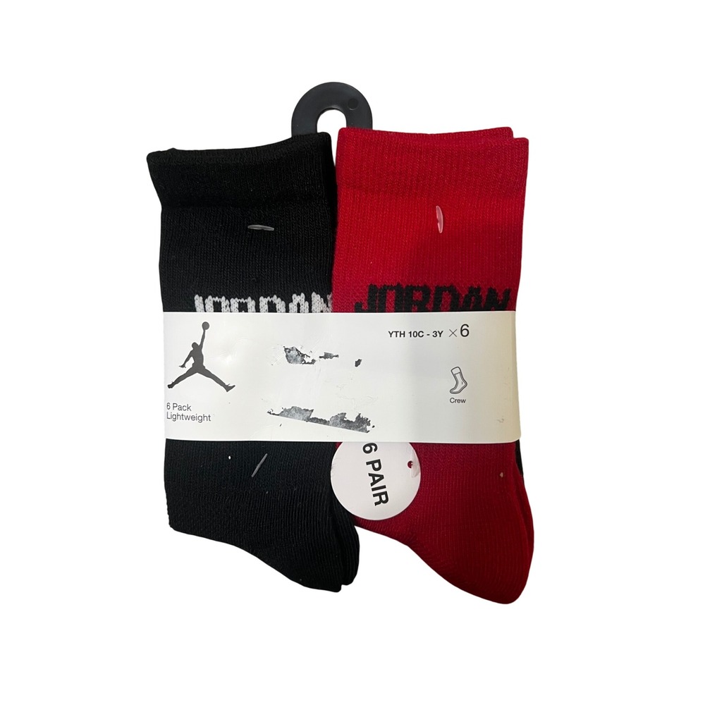 Jordan Crew Socks Youth XS Multicolor New 6 Pack Lightweight UJ0130-K6N